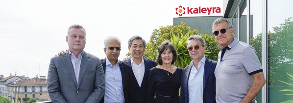 From Left to Right: Troy Reynolds, Chief Legal & Compliance Officer, Tata Communications; Mysore Madhusudhan, EVP C Collaboration and Connected Solutions, Tata Communications; Tri Pham, Chief Strategy Officer, Tata Communications; Kathy Miller, Director Board Member, Kaleyra; Dario Calogero, Founder and CEO, Kaleyra; and Dr. Avi Katz, Chairman of the Board of Directors, Kaleyra