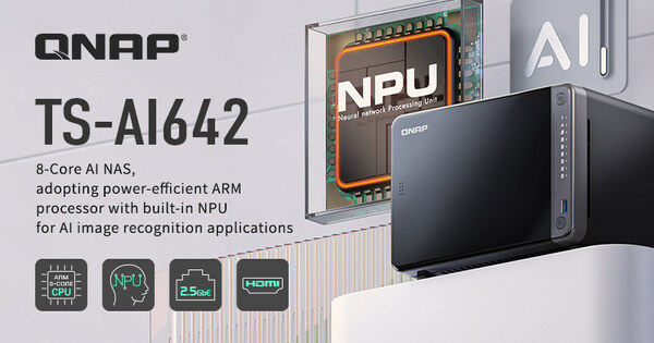 QNAP һ AI NAS TS-AI642 ARM ˺Ĵܿɴ 6 TOPS 㵥Ԫ (NPU)СҵԸʡԤ㣬ɲ AI Ӱ洢 Surveillance NAS 